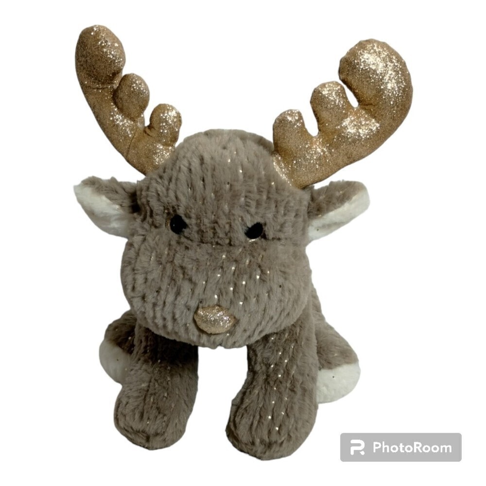 DanDee‎  Collectors 12inch Glittery Moose Plush Has Gold Glittery Antlers & Nose